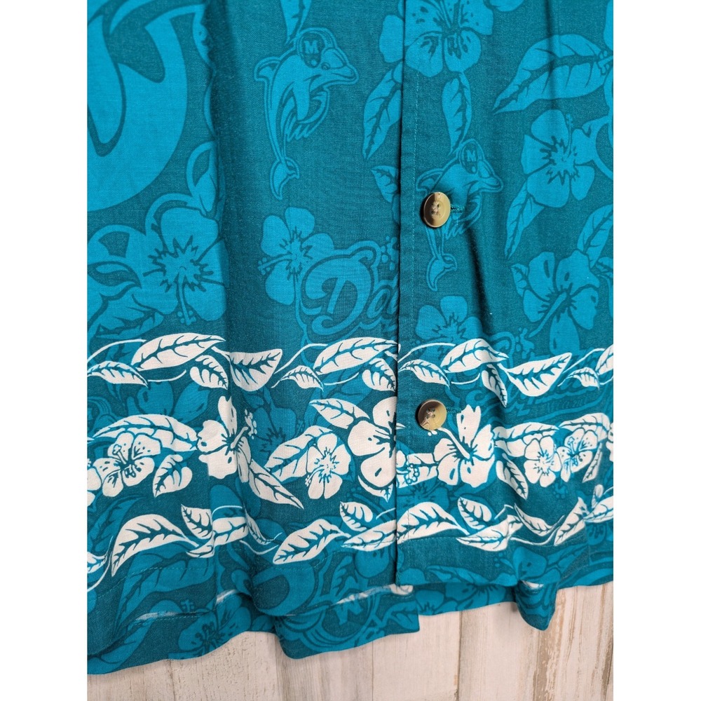 VTG Miami Dolphins Hawaiian Camp‎ Shirt AOP Single Stitch Mens Size Large NFL - Picture 3 of 10